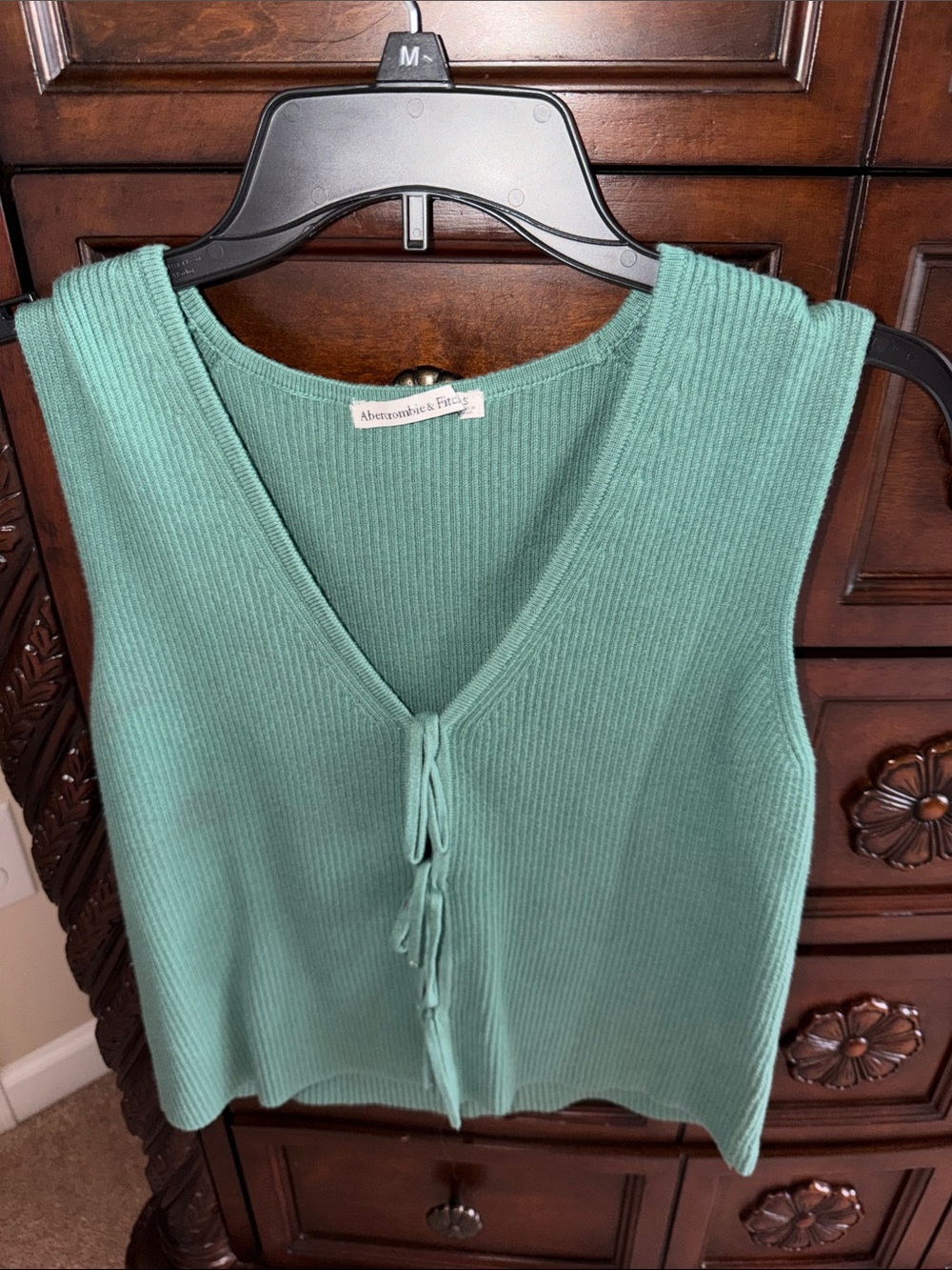 Abercrombie & Fitch Seafoam Green Ribbed Tie-Front Tank